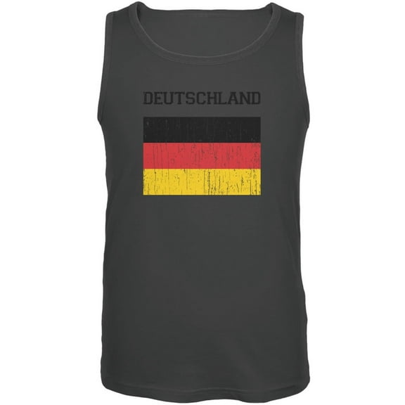 World Cup Distressed Flag Deutschland Charcoal Grey Adult Tank Top - Large
