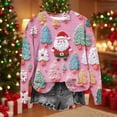 thumbnail image 6 of YOIAVAIOY Ugly Women Christmas Sweatshirt 3D Santa Graphic Pullover Loose Casual Xmas Print Sweatshirts Fall Winter Fleece Tops Red S, 6 of 8
