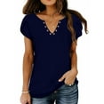 thumbnail image 6 of TEMOFON Womens Summer Tops Casual V Neck Tee Shirts Petal Sleeve Fashion Loose Blouses for Women Clothes Short Sleeve Shirts Dressy Tunic Tops, 6 of 7