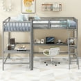 thumbnail image 2 of Euroco Twin Size L-Shaped Loft Bed with Built-in Desks,2-in-1 Loft Bed for Kids Teens Adults, Gray, 2 of 14