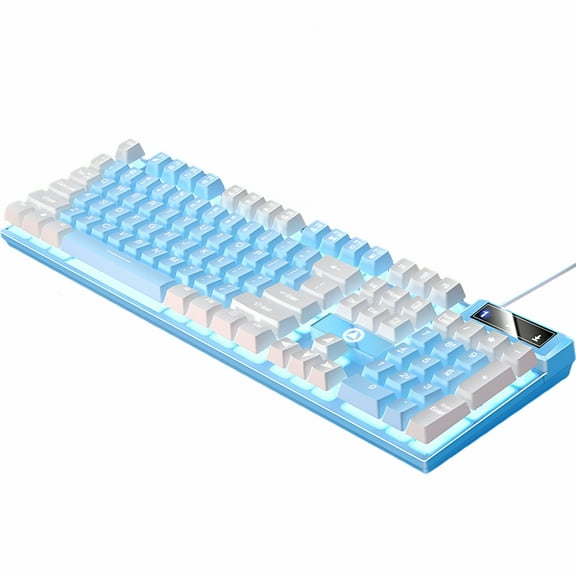 GJX Mechanical Gaming Keyboard USB LED Lighting for Game Office, 435x130x25mm Blue White