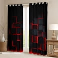 thumbnail image 2 of Feelyou Square Abstract Black Out Curtains, Red Rectangle Curtains Pack of 2 (42x63 Each), 2 of 6