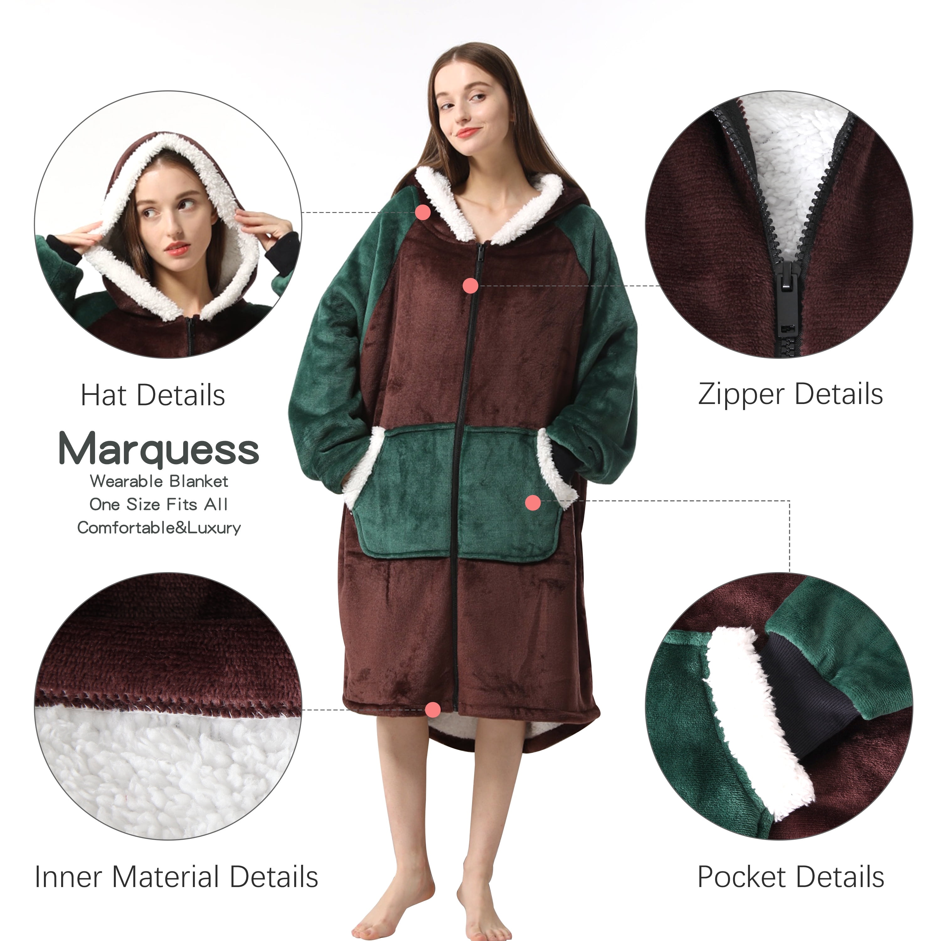 Oversized Wearable Blanket Hoodie, Sherpa Blanket Throws Hoodie Sweatshirt for Women Men