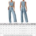 thumbnail image 2 of Completo Pantalone Lungo Conjunto de pantalones de 2 piezas para mujer, informal, color sólido, cuello redondo, cintura elástica, atuendo diario Ygjytge Azul S para Mujer, 2 of 6
