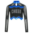 thumbnail image 6 of iiniim Girls Cheer Leader Team Uniform Ball Game Cheerleading Dance Long Sleeve Crop Top Royal Blue 10, 6 of 7