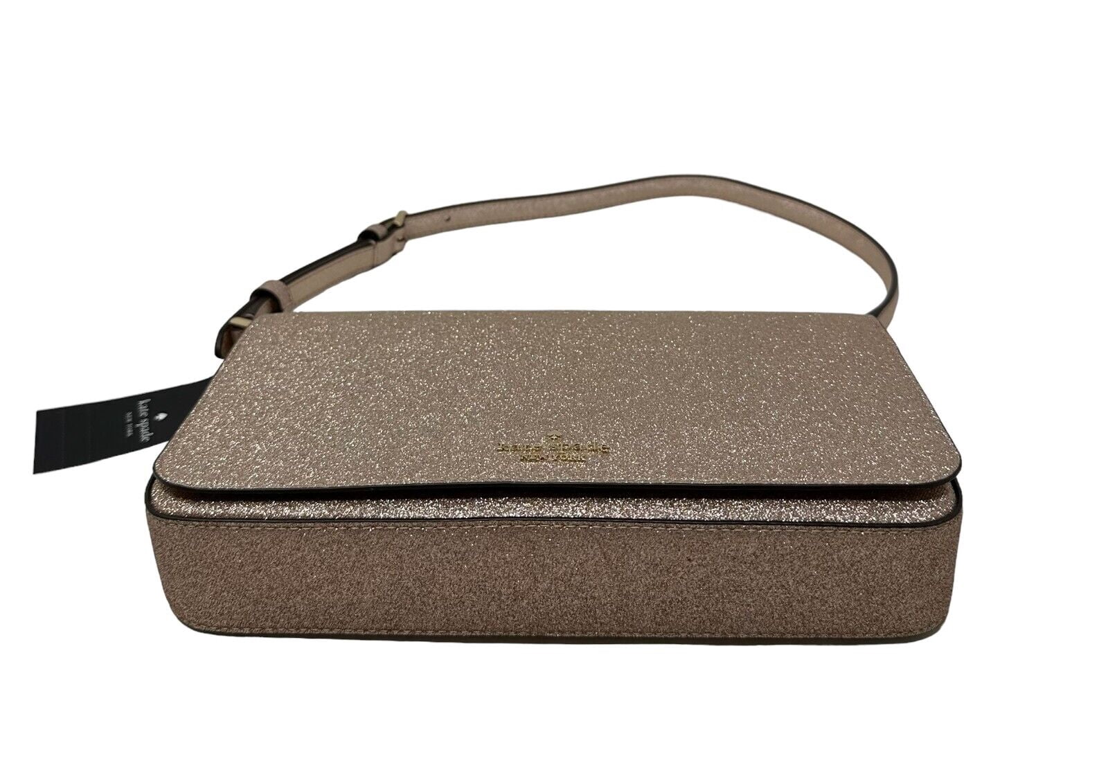 Kate Spade Smooth Glitter Tinsel Flap Shoulder Bag In Rose Gold KE595 $329