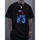 thumbnail image 1 of Men's T-Shirt with Vibrant Blue Glowing Motorcycle Rider Print - Soft, Breathable Cotton, Perfect for Summer Casual Wear & Music Festivals, Summer Casual Wear|Modern Casual Style|Glossy Finish Shirt, 1 of 6