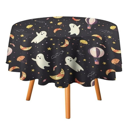

JINGDS Ghosts Hot Air Balloons Magic-492 Round Table Cloth Halloween Tablecloth Thanksgiving Day Table Cloth Round Cover Circle Tablecloth for Halloween Thanksgiving Fall Party