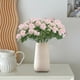 thumbnail image 4 of Ramo de rosas de seda artificial | Tallos de rosa falsa de color champán con acentos de plantas acuáticas | Flores decorativas realistas para centro de mesa de oficina en casa | 7 Cabezas | 32cm de, 4 of 5