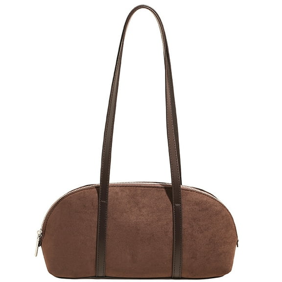 Cross Body Bag for Women, Faux Suede Casual Tote Handbag Retro Shoulder Bag All-match Armpit Bag (Coffee)