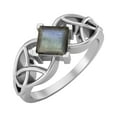 thumbnail image 2 of Mooneye 5mm Square Shape Natural Labradorite 925 Sterling Silver Celtic Women Wedding Ring, 2 of 7
