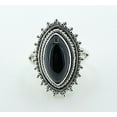 thumbnail image 3 of Black Onyx Marquise Sterling Silver Handmade Statement Women Ring, Black Gemstone Jewelry Size 11.0, 3 of 8