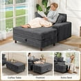 thumbnail image 6 of 54" Chaise Lounge Chair Indoor, Multifunctional Oversized Chaise with Storage Ottoman and Pillows, Upholstered Sleeper Chair- Plush Sofa Bed for Living Room, Bedroom, Office, Gray, 6 of 9