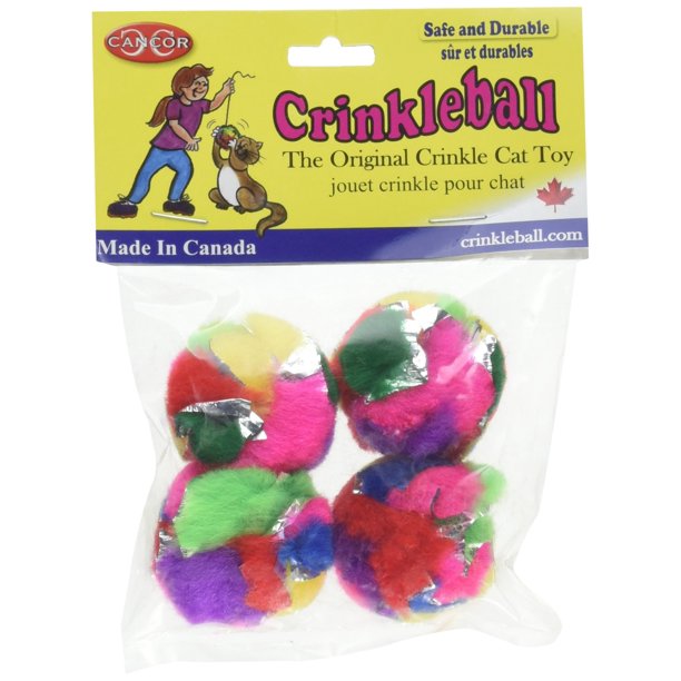 Cancor Innovations Mini Crinkle Ball Cat Toy (4 Pack)