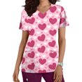 thumbnail image 1 of TIMIFIS Hauts de Sarrau d'Infirmière pour Femmes, Saint-Valentin, Uniforme de Travail, Manches Courtes, Col en V, Blouse T-shirt de Tenue de Travail avec Poches, Imprimé, 1 of 5