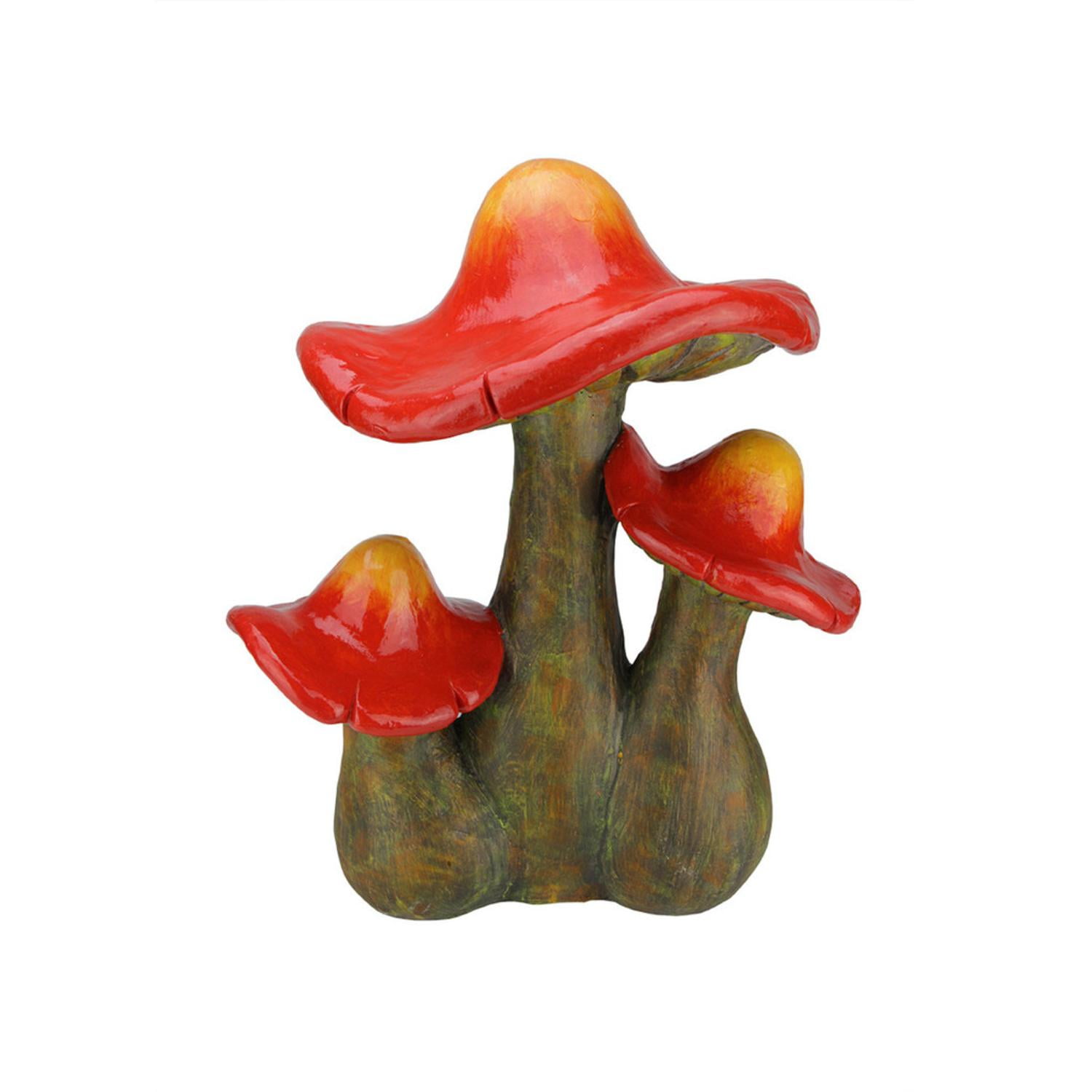19.75" Red, Orange and Brown Wild Triple Mushroom Outdoor Patio Garden Statue by Northlight