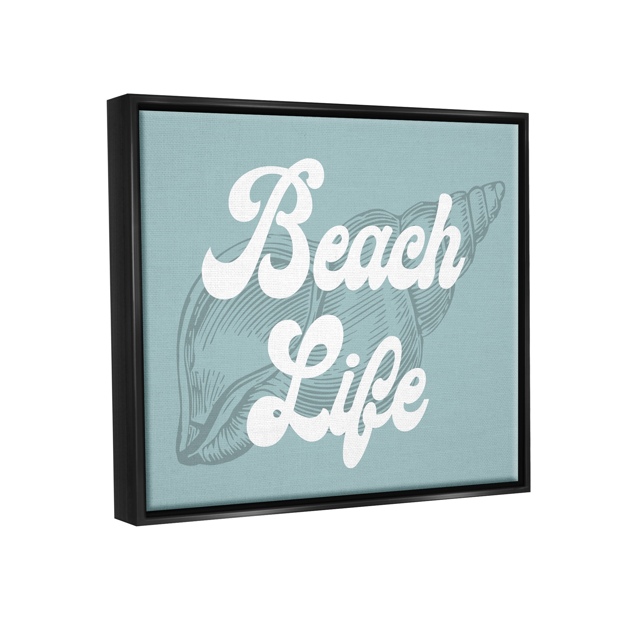 Stupell Industries Beach Life Retro Shell Animals & Insects Painting Black Floater Framed Canvas Art Print Wall Art, 21 x 17