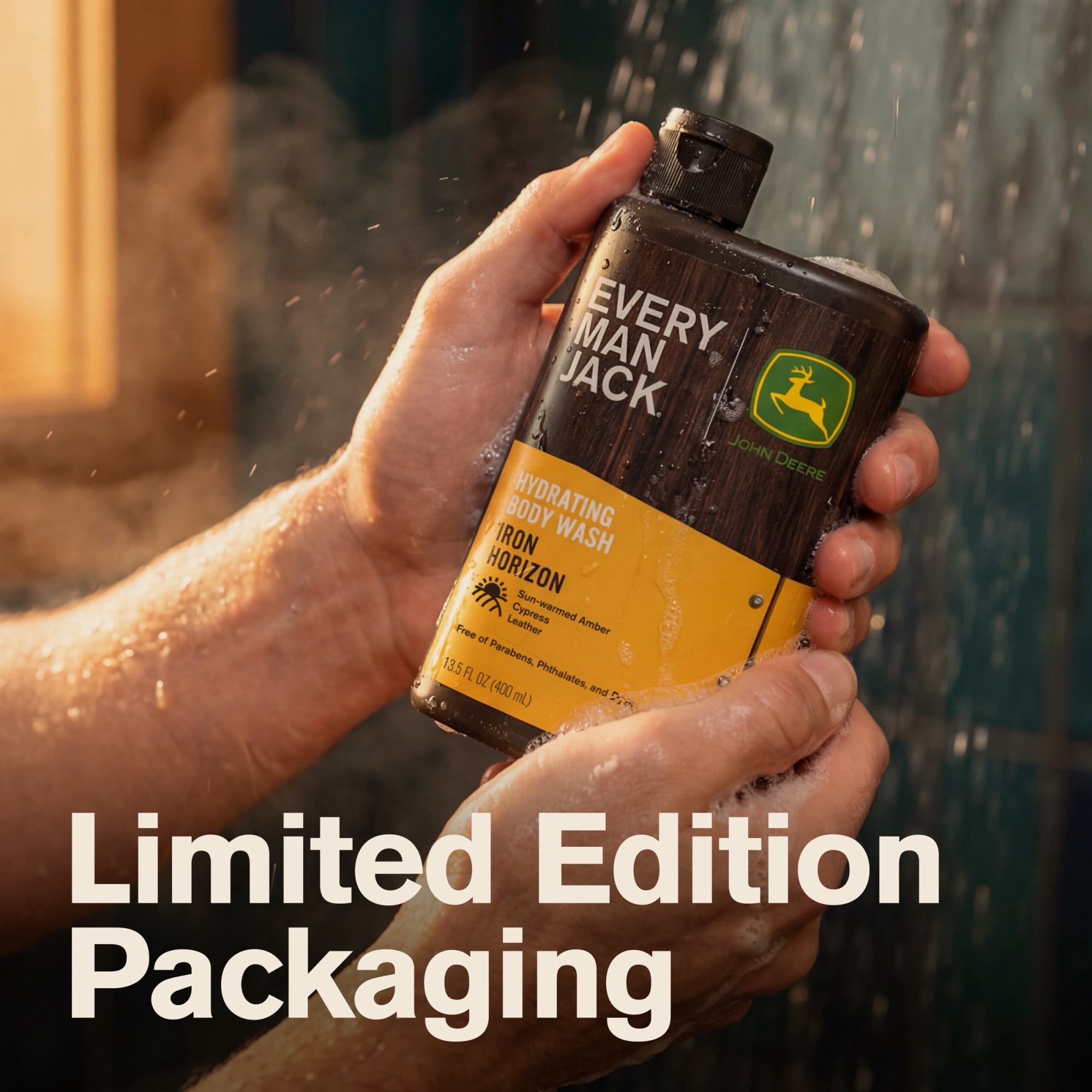 Every Man Jack Limited Edition John Deere Collection, Hydrating Men's Body Wash, Iron Horizon scent, 13.5 oz