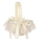 thumbnail image 2 of Canasta de flores de boda con lazo en forma de corazón blanco lechoso | Decoración de ceremonia elegante | Cesta de Damas de Honor con Flores | Material de la tela | 7.8x6.29x3.14 pulgadas | 1 pieza, 2 of 9