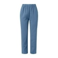 thumbnail image 4 of COMVALUE Pant for Women Spring Summer Lightweight Casual Boho Beach Pants Wide Leg High Waisted Trousers (Blue, XL), 4 of 6