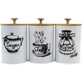 thumbnail image 5 of 3x Kitchen Canisters Set Coffee Tea Sugar Containers Set Iron Farmhouse Restaurants Stylish Storage Containers Dustproof Lids, White, 5 of 5