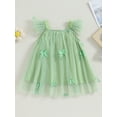 thumbnail image 4 of Cenuakty Baby Girl Tulle Dress Fly Sleeve Square Neck Tutu Dress 3D Flower/Butterfly Party Dress, 4 of 9
