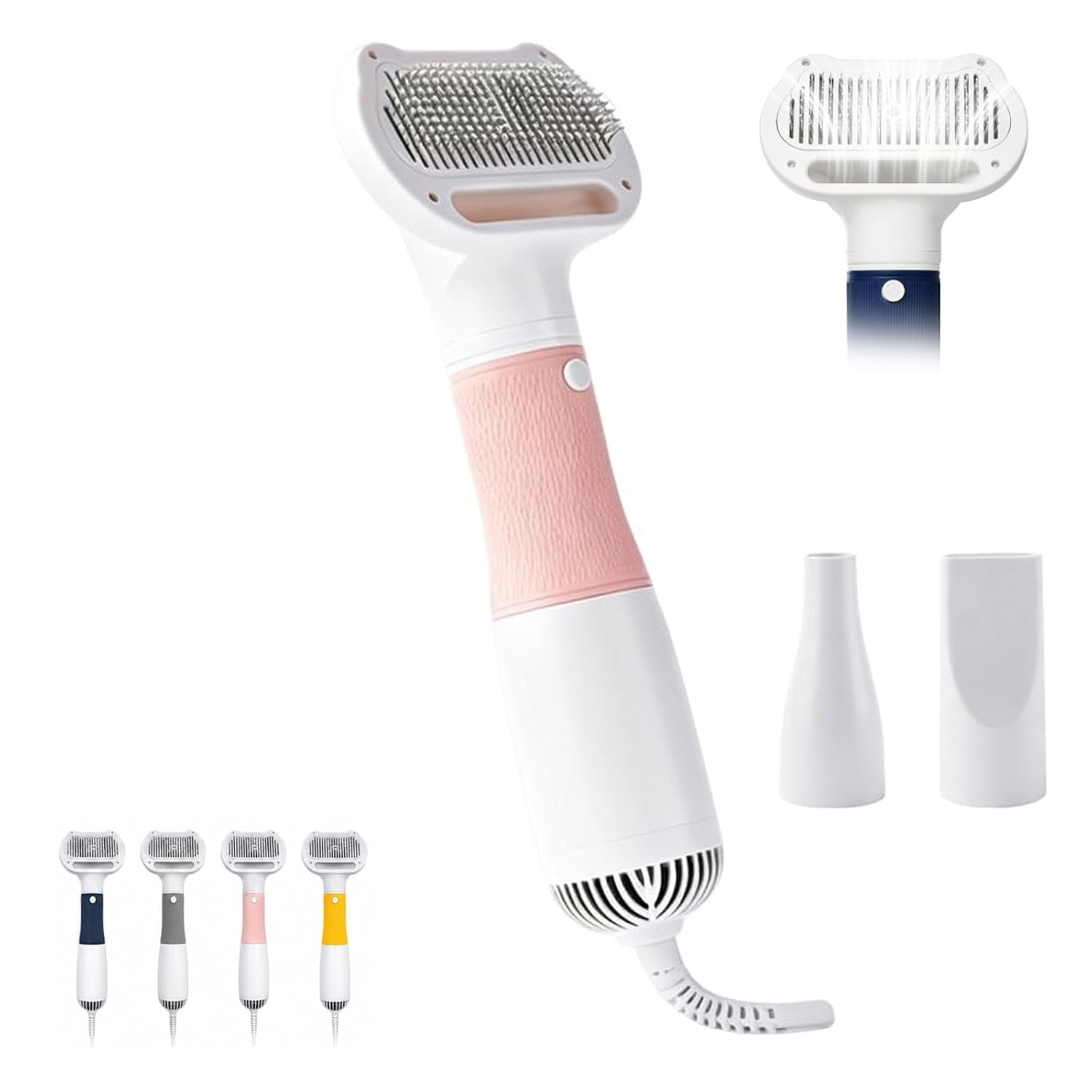 3-in-1 Pet Hair Dryer Comb Three Adjustable Temperature Settings; Detachable Nozzle Quiet and Portable Suitable for All Pets(pink)