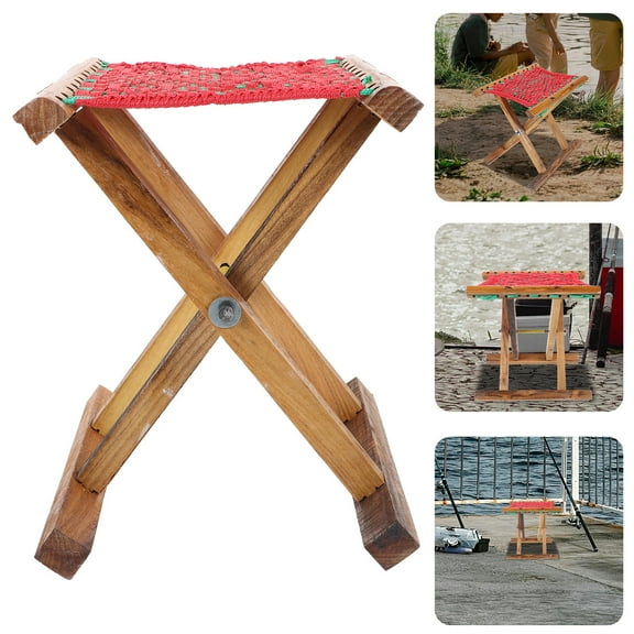 PBPBOX Outdoor Foot Stool Compact Folding Stool Polyester Red 1Pack for Adults