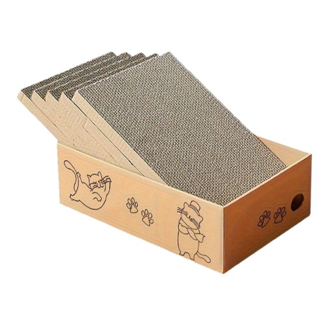 Caja Rascadora para Gatos, Cama para Gatos con Cartón de Doble Cara, Regalo para Mascotas, Tapete Rascador Fácil de Limpiar,