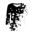 thumbnail image 4 of Ounisa T-Shirts à Manches 3/4 pour Femmes Col en V Manches Raglan Chandail Imprimé Décontracté Tendance Printemps Été Mode Hauts P-2TG, 4 of 6