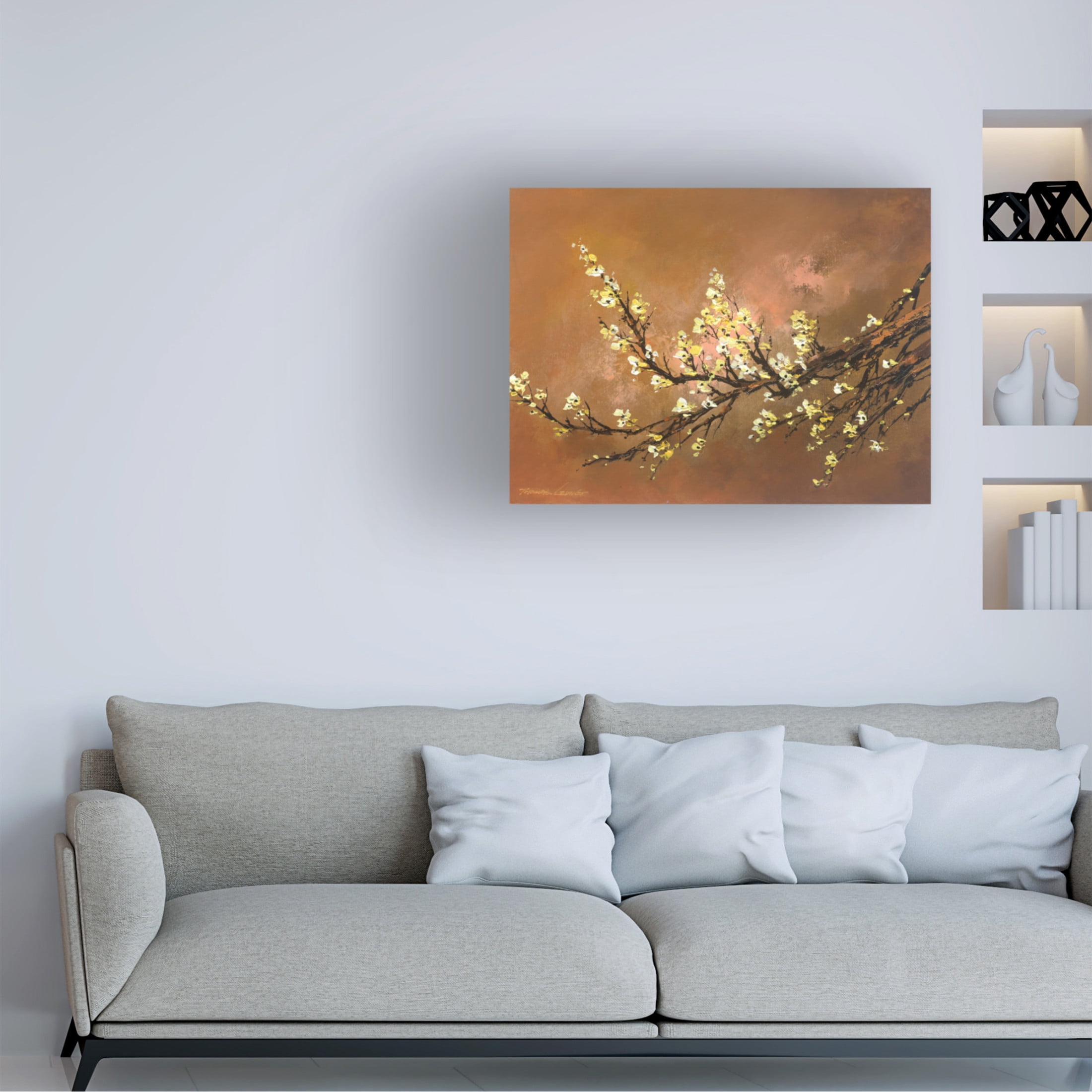 Canvas Wall Art - Thomas Leung 'Yellow Plum Blossom 2' Wall Art for Living Room, Bedroom, or Office Décor by Trademark Fine Art - 24 x 18 Inches