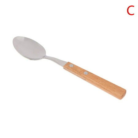 

1Pcs Yellow Wooden Handle Cutlery Set Stainless Steel Luxury Home Spoon Wooden Handle Tableware Kitchen Complete Dinnerware