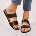 thumbnail image 2 of Juebong Two Band Sandal for Women Girls Dressy - Wide Width Flat Slide Sandals - Casual Classic Simple Strappy Slip on Flat Summer Sandals., 2 of 5