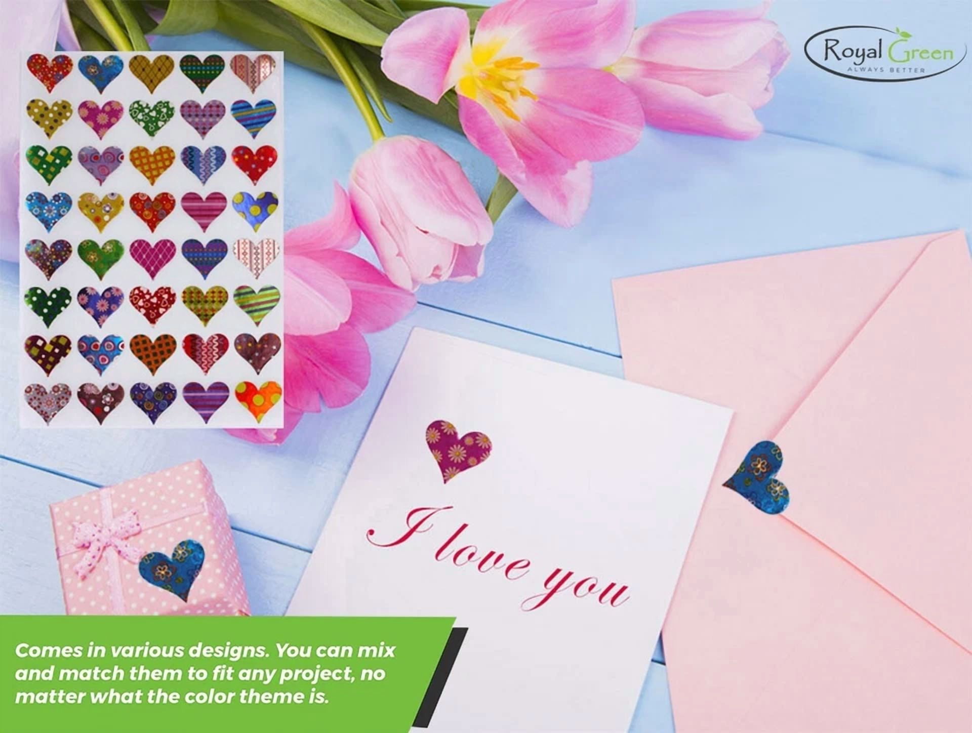 CRESTIN- Valentine Heart Stickers Assorted Patterns Permanent Adhesive Labels 400 Pack