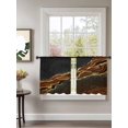 thumbnail image 2 of Black Gold Marble Sheer Curtains 2 Panels Set Brown Luxury Modern Abstract Wave Texture Lihgt Filtering Rod Pocket Voile Drape, Semi Sheer Window Curtains for Bedroom Living Room, 52"x45", 2 of 5