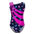 thumbnail image 1 of iEFiEL Kids Girls Metallic Shiny Patchwork Leotard Asymmetrical Shoulder Strap Bodysuit for Dance Gymnastics Black&Hot Pink 10, 1 of 5