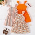 thumbnail image 2 of vigerkar Robes pour Filles Robe pour Tout-Petites Lot de 3 Robe Décontractée de Fête à Imprimé Robe Trapèze Robe d'Été (Orange, 4-5 Ans), 2 of 4