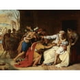 thumbnail image 2 of Théophile Auguste Vauchelet 24x19 Black Ornate Framed Double Matted Museum Art Print Titled: Jacob Refusing to Send Benjamin Away, 2 of 5