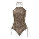 thumbnail image 3 of WILLBEST Trajes de Baño Mujer Con Falda de Moda de Verano de Las Mujeres de La Hoja de Arce Línea de Impresión Sexy Con Cordones Traje de Baño Dividido, 3 of 4