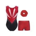 thumbnail image 3 of Haitryli Gymnastics Leotard for Girls Shiny Rhinestones Ballet Dance Unitard with Shorts Hair Band Set Burgundy 10, 3 of 7
