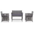 thumbnail image 2 of vidaXL 4 Piece Garden Lounge Set with Cushion Poly Rattan Anthracite, 2 of 5