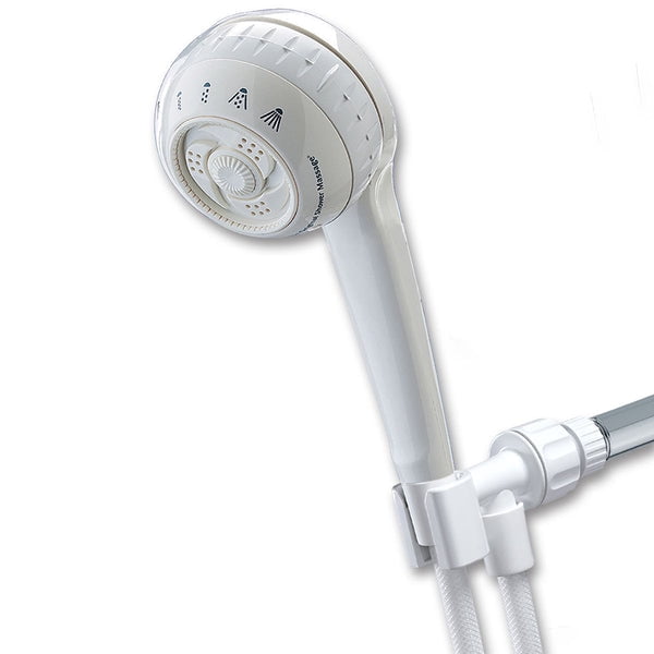 Waterpik SM451E PowerSpray+ Shower Massage Shower Head w/ 4Spray, White, 2 GPM