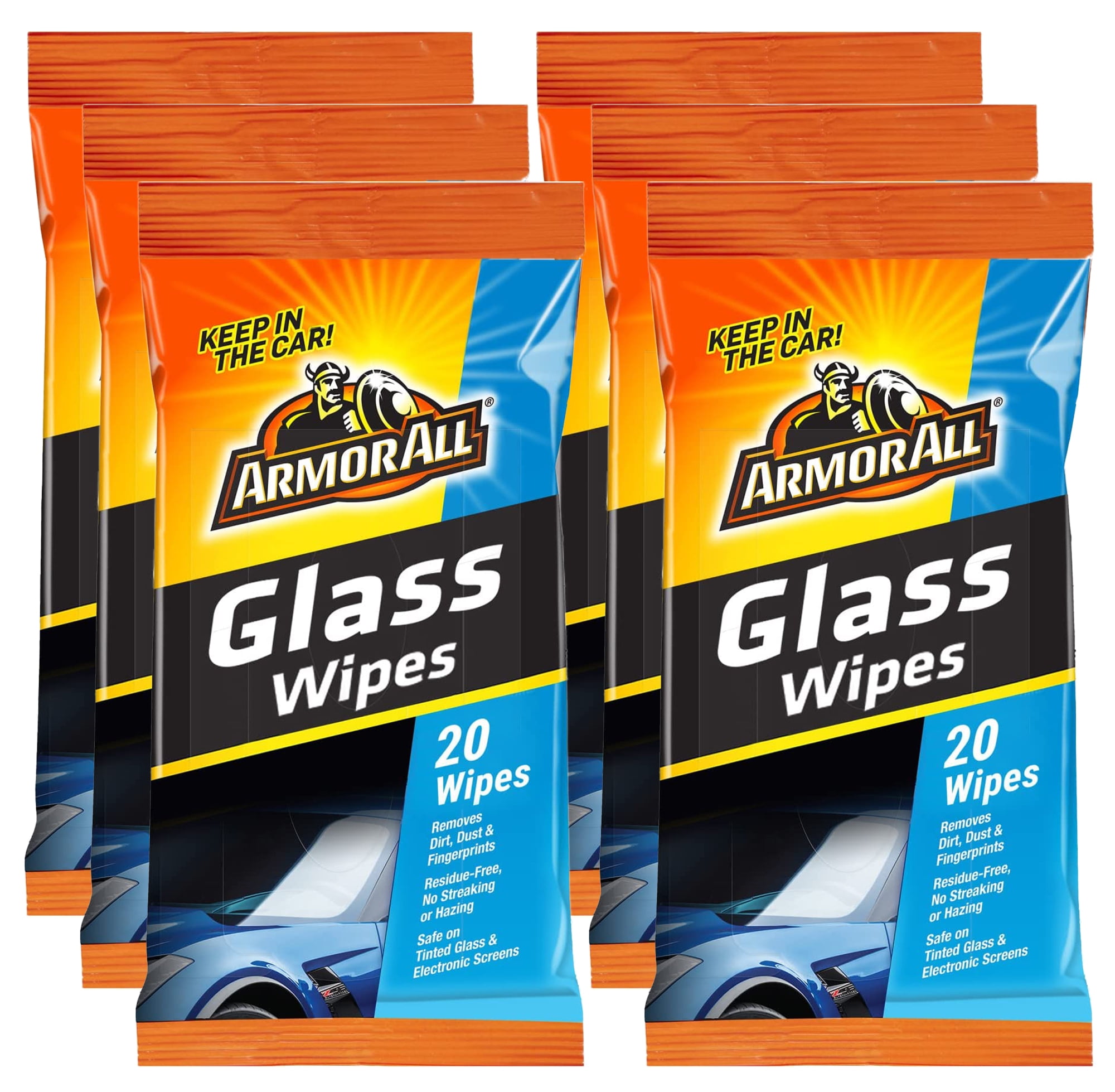 Armor All Car Glass Wipes, Auto Glass Cleaner Wipes for Dirt and Dust, 18  Pack
