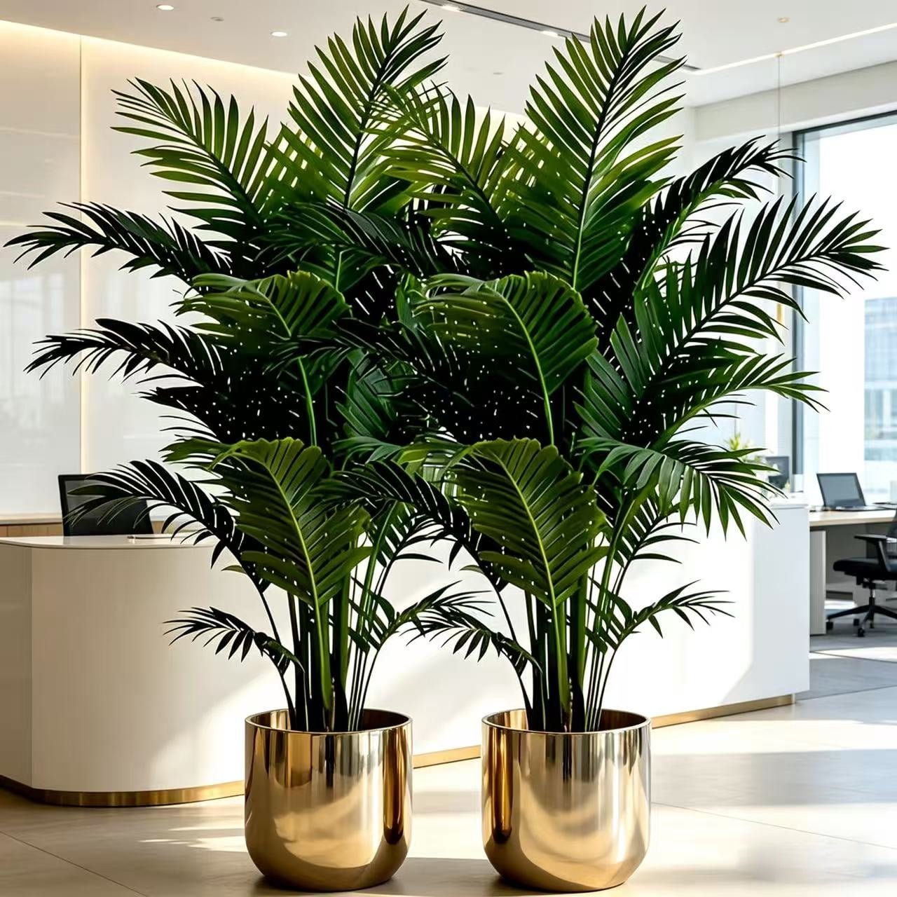 4 Pack 35.5in Artificial Areca Palm Trees, 24 Leaves Faux Tropical Palm Plants No Pot, UV Resistant Fake Floor Plants for Indoor Outdoor Home Office Living Room Decor