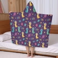thumbnail image 5 of Purple Cartoon Dinosaurs Planets Stars Pattern Hooded Bath Towel，50"x30" for Ages 3 To 12 Kids, Quick Dry Lightweight Soft Microfiber Hood Beach Towel Cover Up for Kids, 5 of 7