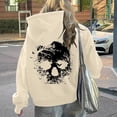 thumbnail image 2 of Women's Halloween Hooded Sweatshirts Skull Graphic Long Sleeve Drawstring Pullover Tops Skeleton Print Hoodie Shirts, 2 of 6