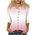 thumbnail image 7 of Nmnitkp Cartigan Light and Comfortable Womens Round Neck 3/4 Sleeve Tops Button T-Shirts Solid Loose Cute Tunic Tee Blouses, 7 of 7