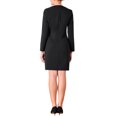 thumbnail image 3 of INSPIRE CHIC Women's Wear to Work Square Neck Buttoned Belted Sheath Dresses S Black, 3 of 5