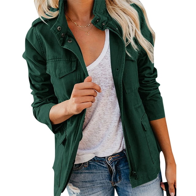 Abrigo de mujer Blusa informal para mujer Chaqueta de mezclilla perforada con botones para mujer con abrigo de bolsillo