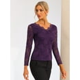 thumbnail image 3 of DARING DIVA Floral Lace Shirt Lace Scalloped Trim Blouse S Purple, 3 of 6